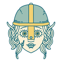 elf fighter character face illustration