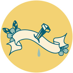 icon with banner of iron nail