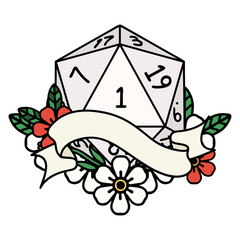 natural one d20 dice roll illustration