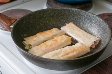 cooking Breakfast in a frying pan