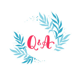 Q and A or question and answer lettering. Design template of post in social for blog.