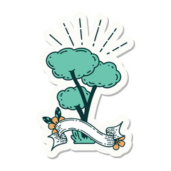 sticker of tattoo style tree