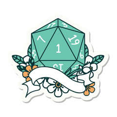 natural one d20 dice roll sticker