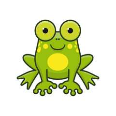 Cute cartoon frog isolated vector illustration for Save The Frogs Day