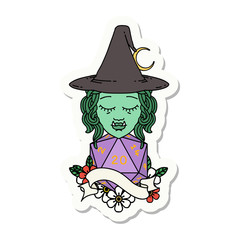 half orc witch character with natural twenty dice roll sticker