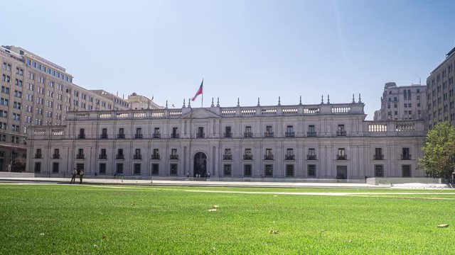 Time lapse of Palacio la Moneda in the historic center of Santiago de Chile. 4K.