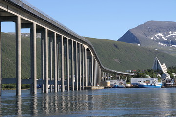  tromso tromsø  water travel tourism sea coast nature port blue landscape sky harbor architecture europe boatship mountain summer bay view city beautifull 