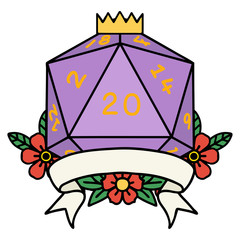 natural 20 critical hit D20 dice roll illustration