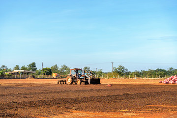 Preliminary processing and cleaning machines, Robusta and arabica coffee berries in factory, Gia Lai, Vietnam