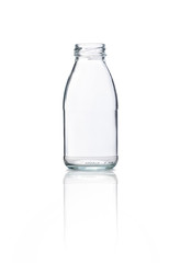 empty glass bottle on white background