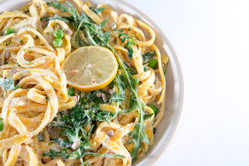Pasta with a sour cream lemon and herbs