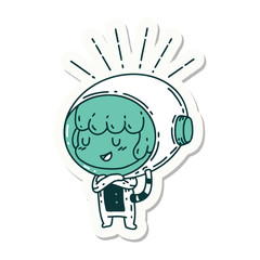 sticker of tattoo style woman in astronaut suit