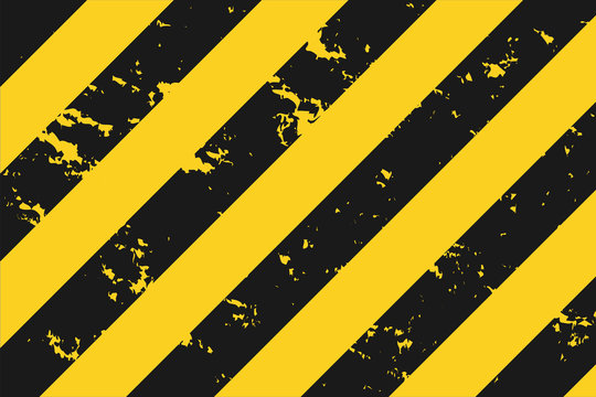 Illustration of yellow and black stripes. Symbol of hazardous and radioactive substances. Traditional background with grunge effect. Vector illustration