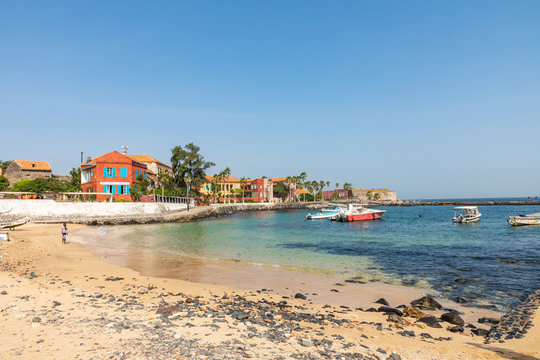 Traditional architecture at Goree island, Dakar, Senegal. West Africa.