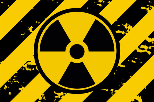 Vector illustration of a grunge biohazard warning sign. Infected specimen, yellow and black hazard symbol with scuffs, scratches and rusty textures.