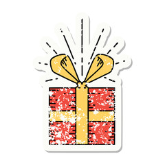 grunge sticker of tattoo style christmas present