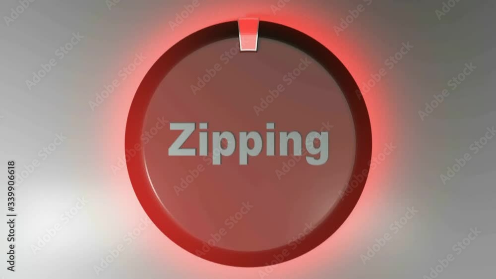 Aufkleber a red circle sign with the write zipping and a rotating cursor - 3d rendering video clip