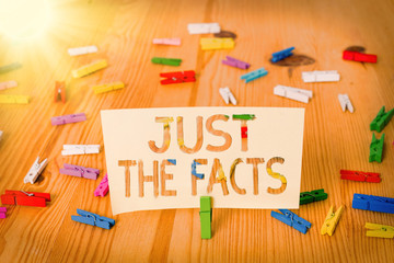Text sign showing Just The Facts. Business photo showcasing to have the correct information about...