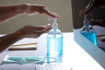 using alcohol gel clean wash hand sanitizer anti virus bacteria dirty skin care health