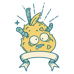 banner with tattoo style rotten pear