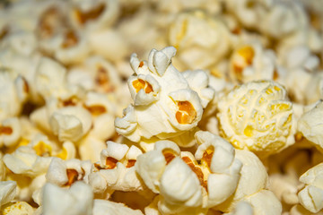 Popcorn surface texture background image. Close up.