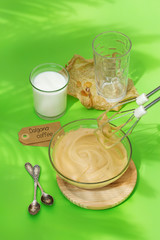 Trendy iced frothy ultra fluffy Dalgona instant Coffee drink