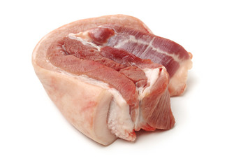 Pork belly on white background