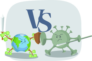 Illustration of world fight against covid-19