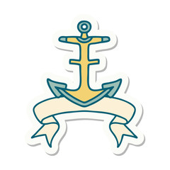 tattoo sticker with banner of an anchor