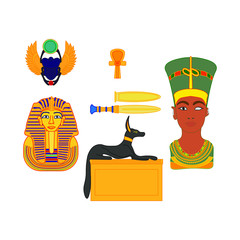collection of treasures and objects of ancient egypt. illustration for web and mobile design.