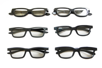 glasses with lenses in black plastic frames