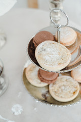 macaroni chocolate and beige on a stand