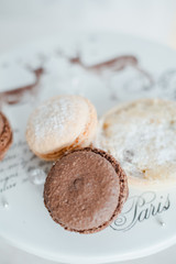 macaroni chocolate and beige on a stand