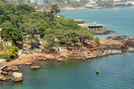 Dakar coastline, beach and vegetation. Dakar. Senegal. West Africa.