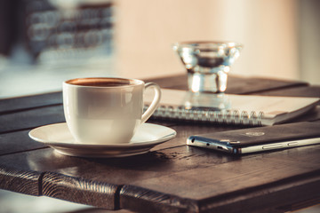 cup of coffee on a table