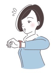 時計を見る女性