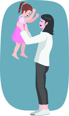 Mother is playing with her daughter