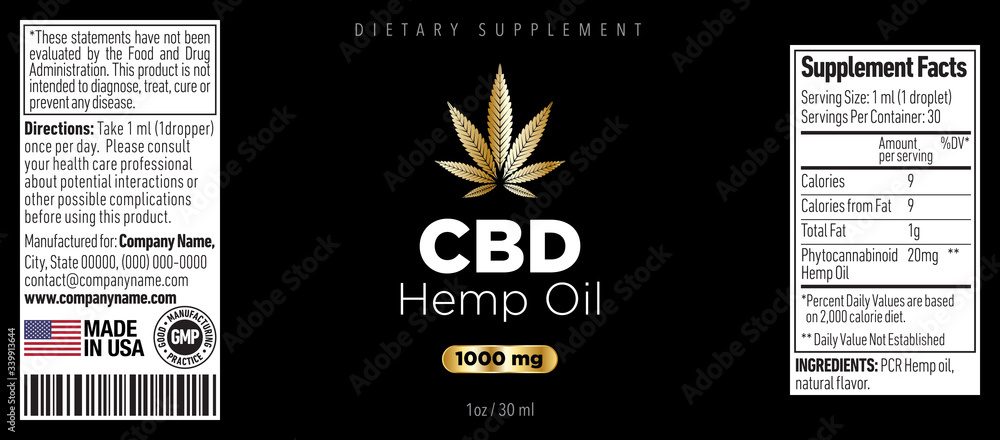 Poster cbd oil bottle label template design