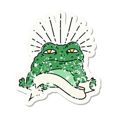grunge sticker of tattoo style toad character