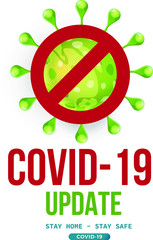 update info novel coronavirus covid 19 with virus cell in microscopic view on white background