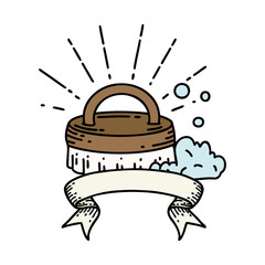 banner with tattoo style scrubbing brush