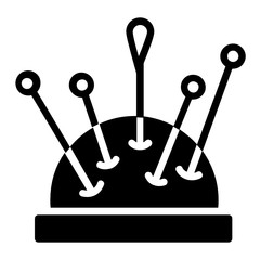 Pin Cushion Concept, Tailor and Dressmaker Accoessries on white background, Bunch of sewing needle vector icon design Glyph 
