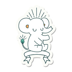 sticker of tattoo style cute elephant