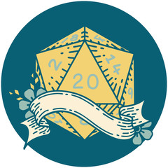 natural twenty D20 dice roll illustration