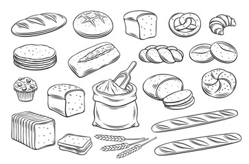 Bread outline icons