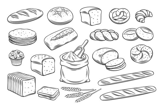 Bread outline icons