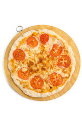 pizza margarita with tomato and cheese isolate white background
