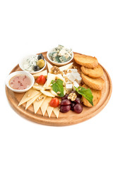 cheese plate on isolate white background