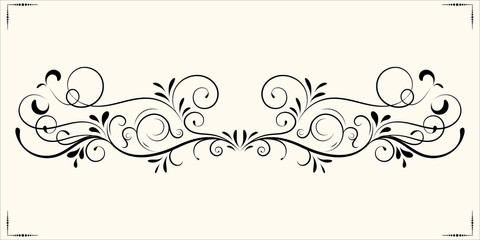 Vintage floral ornament, Hand drawn decorative element, vector illustration of floral element isolated on white background, design for page decoration cards, wedding, banner, frames