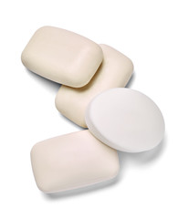 close up of soap hygiene on white background